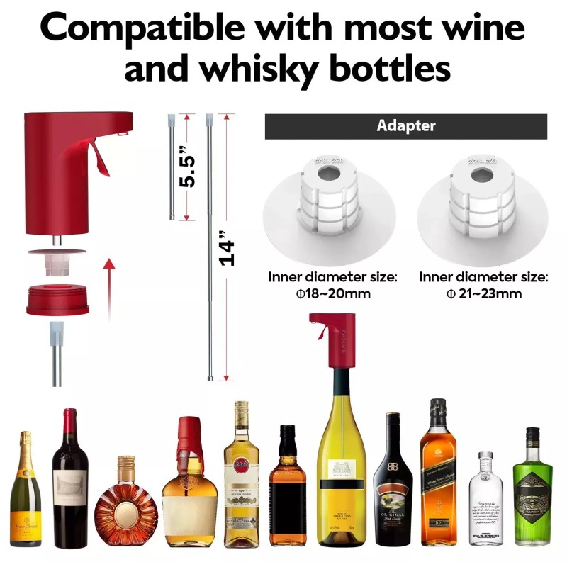 Redsack Rechargeable Electric Wine & Liquor Dispenser with Aerator Feature,