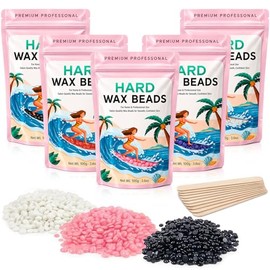 VEGISHINE Professional Hard Wax Beads 500g, Multi-colour Hot Wax Beads with 10 Wooden Sticks, Strip-Free Hair Removal Wax for Full Body, Bikini, Brazilian, Legs & Face (5 packs of 100g)