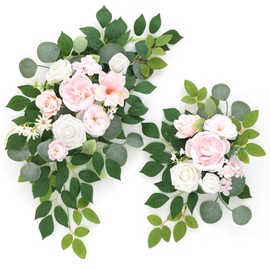 Flrunwu(Pack of 2 Artificial Flowers Decorations,Centerpieces for Wedding Reception Backdrop Decoration, Floral Decor Wall Home Entryway OutdoorDecorations (Creamy Pink)