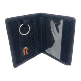 Dual Sided ID Holder. Minimalist Front Pocket. Purse Wallet. Slim. Hook n Loop. USA Made (Black)