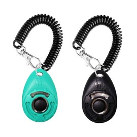 Dog Clicker, Training Clicker with Elastic Wrist Strap, Clicker with Large Button, Professional Clicker Dogs with Spiral Band, Clicker Training for Dog Training, Also for Cats, Horses