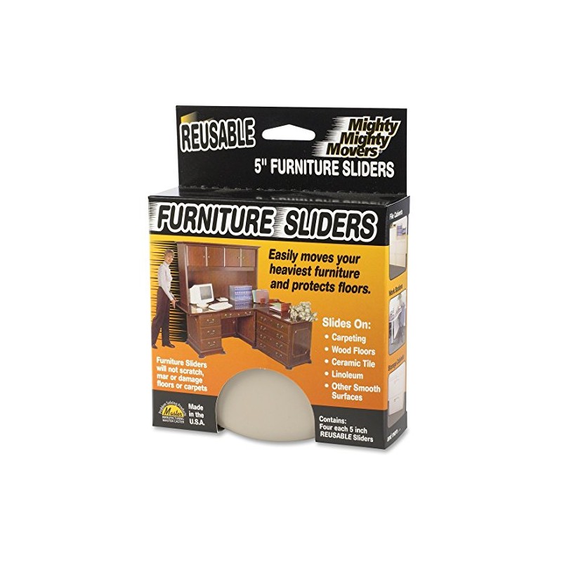 Master Caster 4-Pack Reusable Furniture Caster/Movers, Round, 5-Inch, Beige