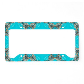 CafePress Moroccan Pattern Turquoise Qu License Plate Holder Aluminum License Plate Frame, License Tag Holder
