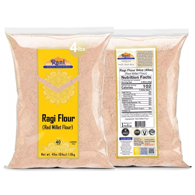 Rani Raggi Flour (Finger Millet) 4 Pound, 4lbs (64oz) Bulk