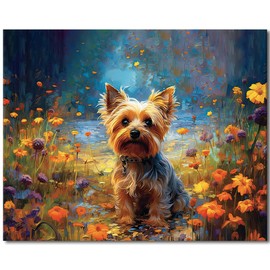 TFIAVSIN Paint by Numbers, Yorkshire Terrier in Field of Wildflowers Paint by Number for Adults, Adult Paint by Number Kits on Canvas, Easy Paint by Numbers Art Crafts 16"x20"(Frameless)