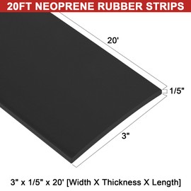 Adhesive Rubber Strips 3"Wide x1/5"Thick x20'Long Neoprene Rubber Sheets, Rolls & Strips with Adhesive Backing Rubber Pads Self Stick Seal Rubber Gasket Adhesive Back for Matting Padding