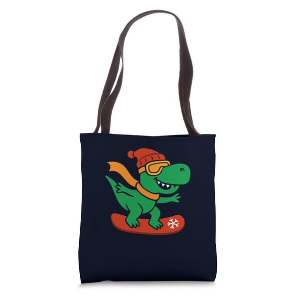 Snowboarding Dinosaur T-Rex Snowboarder Funny Winter Sports Tote Bag