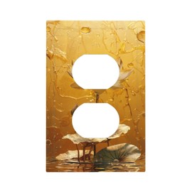 Xuejiaku Decorative Outlet Covers Gold Lotus Water Drop Luxury Floral Art 1 Gang Duplex Light Switch Cover Plate Wall Plates Electrical Switchplate Faceplate for Bathroom Bedroom Decor