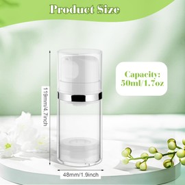 4 Pcs 50ml/1.7oz Airless Pump Jar Refillable Vacuum Pump Dispenser Bottles Travel Cosmetic Containers for Lotion Essence Shampoo Toiletries