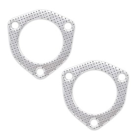 Tesnaao 2 PCS Car Exhaust Pipe Interface Gasket, 2.5" Stainless Steel Three-hole High Temperature Resistant Sealed Exhaust Silencer Gasket, Multi-functional Replacement Accessory, for Cars (Silver)