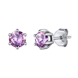 ChicSilver 925 Sterling Silver Birthstone Stud Earrings for Women June Fits Sensitive Ears Simulated Alexandrite Jewellery