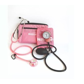 Homecare | Kit Baumanómetro Con Estetoscopio Dúplex Rosa + REGALO SALUD 360