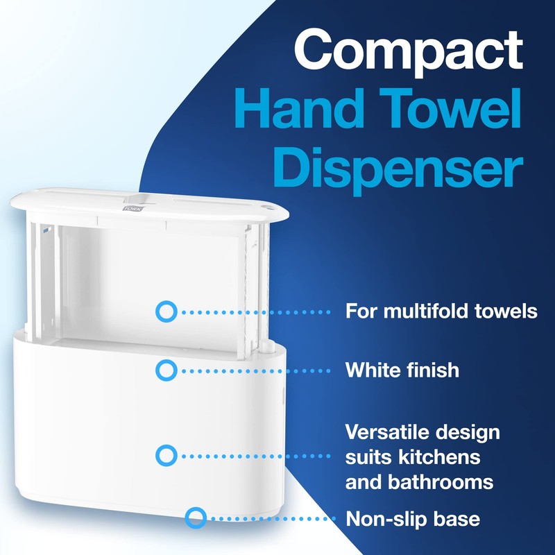 Tork Xpress Paper Towel Dispenser, White, H2/H23 Multifold Compatible, Compact
