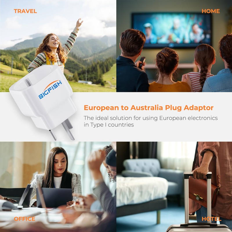 Bigfish Adaptor Australia Germany 2 Pack, Travel Adapter China Germany
