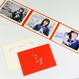 Photo Mat Graduation Photo Gift Pocket Mat "Celebration Graduation/Sakura" 2l Size 3 Surface Horizontal , red