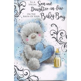 Baby Boy Birth Card - ' to A Special Son and Daughter-in-Law On The Birth of Your Baby Boy ' Birth Card.