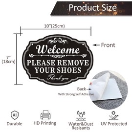 FKNSGR Please Remove Your Shoes Sign 2 Pack 10 x 7 inches Acrylic Black