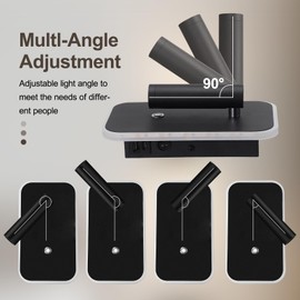 Strixorn LED Wandleuchte Innen, Nachttisch Leselampe, LED Wand Leselampen, 12W Innen Wandlampe mit Schalter und USB + Type C Ladeanschluss, Drehbare Schlafzimmer Wohnzimmer Bettleuchten Bettlampe