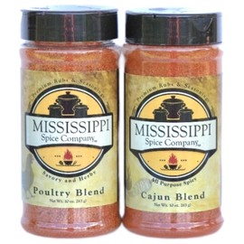 Mississippi Spice Company Premium Rubs & Seasonings, Poultry and Cajun Bundle, 10 oz (2- Bottles, Poultry/Cajun)