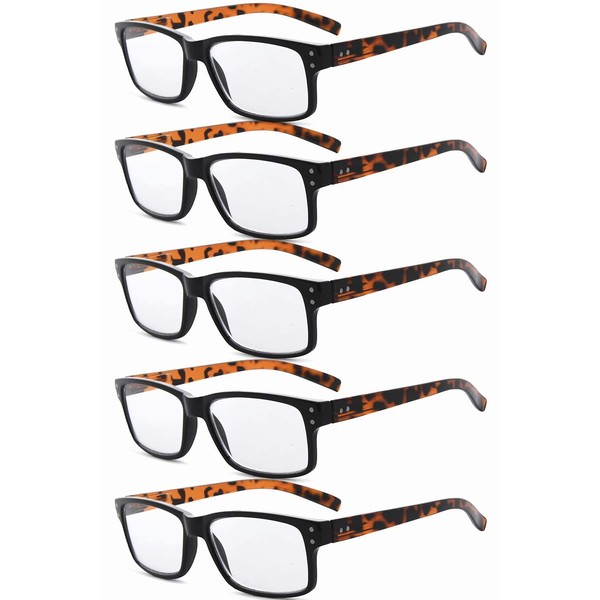 Eyekepper 5 Pack Reading Glasses for Men Spring Hinges Classic