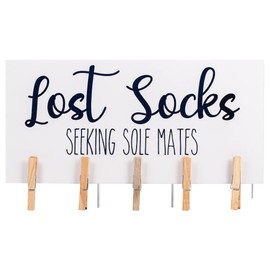 TII Lost Socks Laundry Clip 13 x 8 MDF Decorative Wall Décor, Multicolor