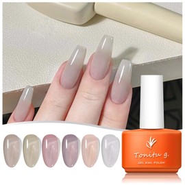 TONITU G · Jelly Color Gel Nail Polish Set 6Pcs Kit, Black White Gray Nude UV LED Soak Off for Salon Manicure and Nail Art DIY Gift for Women