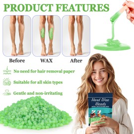 15oz Hard Wax Beads for Hair-Removal - Sukh Green Brazilian Bikini Wax for Women Men Gentle on Skin, Moisturizing,Unisex for Back, Legs, Armpit, Bikini Line, Arms, Body