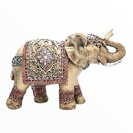 MORIN Imágenes | Figura Decorativa | Elefante Decorativo Hindú 20cm | Resina Pintada A Mano