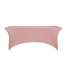 FORLIFE 4Pack Spandex Table Covers 6ft，Fitted Tablecloth for 6ft Rectangular Tables, Stretch Patio Table Covers, Universal Spandex Table Cover for Wedding, Banquet, Party (6ft, DustyRose)