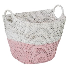 Deco 79 CosmoLiving by Cosmopolitan White Water Hyacinth Storage Basket 19 x 21 x 17