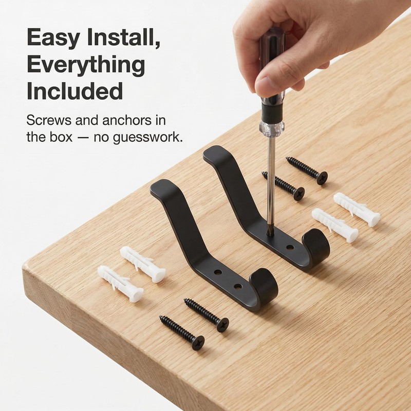 Kysren Black Coat Hooks Wall Mounted - Decorative Aluminum Hooks
