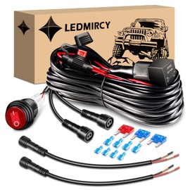 Wiring Harness,LEDMIRCY Light Bar Wiring Harness Kit with Round Toggle Switch for LED Bar/Fog/Driving Lights Automotive Wiring 12v Relay with Harness 2 Leads for Truck UTV ATV Boat IP68 Waterproof