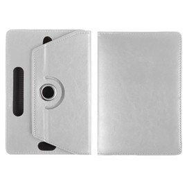 Universal 7 inch 360 Rotating Case Fits All 7 and 7.1 inches Android Tablets, Smooth Interior, PU Leather Exterior Supports Multiple Viewing Angles, Lightweight Folio Wallet Case Cover (White)