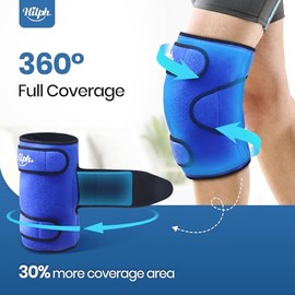Hilph Hilph Knee Ice Pack Wrap, Reusable Ice Pack for Knee Replacement Surgery Gel Cold Pack Knee Ice Wrap Around Entire Knee for Meniscus Damage, Osteoarthritis, Bursitis, Joint Effusion - Blue