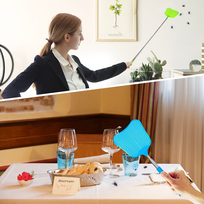 Telescopic Fly Swatter, Begonia Fly Swatter for Indoors,Manual Plastic Flyswatter