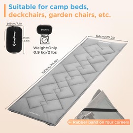 KingCamp Polyester-Cotton Blend Mattress for Camping Bed, Ultralight Portable Camping Cot Mattress Soft Comfortable Sleeping Mattress Pad for Camping Bed Cot Sun Lounger