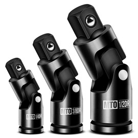 MTO Universal Joint Set 3PCS, 3/8" 1/2" 1/4" Drive Swivel Socket Set, Socket Adapter Set for Any Angle, Impact Grade CR-V Steel, for Wrench Ratchet Use