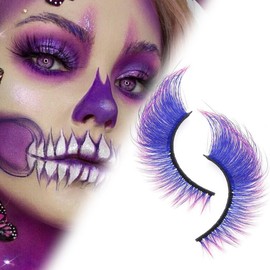 Colored Eyelashes - False Colorful Lashes | Long Volume Reusable Eye Makeup for Party Wedding Beginners Cosplay Halloweens Pride