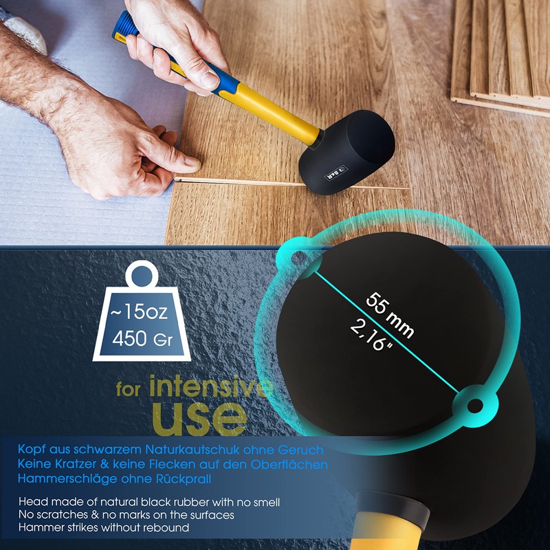 S&R Rubber Mallet Black 55 mm 450 g with Ergonomic