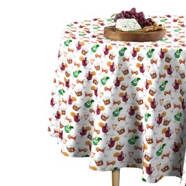 Fabric Textile Products Round Tablecloth, 100% Milliken Polyester, Machine Washable, 84" Round, Cinco De Mayo