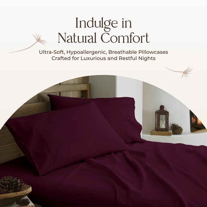 Whisper Organics Organic Cotton Flannel Pillow Case Set (Queen, Aubergine)