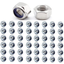 TAORAYO 50pcs Hex Lock Nuts Nylon Lock Nuts Nylon Lock Nuts Nylon Lock Nuts 304 Stainless Steel Lock Nuts Hex Head Nuts Nylon Insert Self Lock Car Bicycle Machine Replacement Parts for Lock Washers