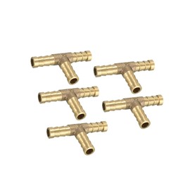 Hihaha Car 5/16" 8mm Brass Barb Hose Fitting Tee T 3 Way Connector 5pcs Durable Material