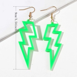 DAMLENG 3 Pairs Fashion Neon Fluorescent Retro Lightning Dangle Earrings 80s Costume Neon Drop Earrings for Women Girls, Plastic, n/p