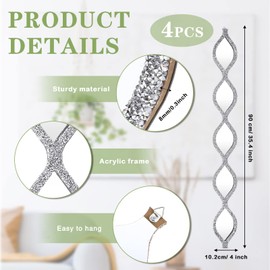 BBTO Teardrop Mirror Wall Decor Decorative Mirror Rustic Crush Diamond Mirrors Wall Decor Farmhouse Decorative Long Mirror for Bathroom Bedroom Entryway Apartment Living Room (Silver, 4 Pcs)