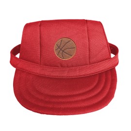 Basketball Patch Dog Hat Cap Sun Visor | Adjustable Neck Strap with Ear Holes | Sports | Biggest Fan | Game Day |DC, Red, Large Patch 9