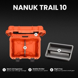 NANUK Trail 10-11.2L (3-Gallon) Waterproof Storage Box – Modular & Compact Cargo Case for Camping, Fishing, Hunting & Outdoor Storage – Dustproof and Impact Resistant (12.9” x 9.7” x 10.3”) – Orange