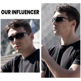 DUCO 8277 Men’s Sunglasses, Large Size, Polarized Sunglasses, Sports, UV400, For Large Faces, Premium Carbon Fiber Material, Ultra Lightweight, For Driving, Cycling, Fishing, Running, Golf, Black