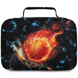 LEDAOU Kinder Lunchtasche Jungs Mädchen 5L Lunch bag Isoliertasche mit Reißverschluss Thermotasche Lunchbeutel Kühltasche für Schule Wandern Arbeit(Fußball Schwarz Blau)