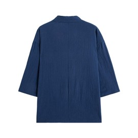 PRIJOUHE Men's Japanese Kimono Jacket Cardigan Yukata Noragi Casual Fashion Seven Sleeves Lightweight Open Front Coat